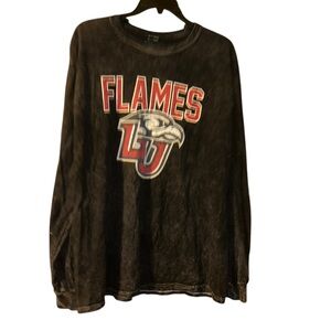 Liberty university Flames black vintage washed long sleeve Tshirt tee Large L